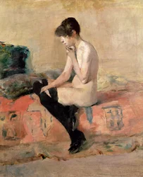 Nøgen kvinde siddende på en divan, 1881